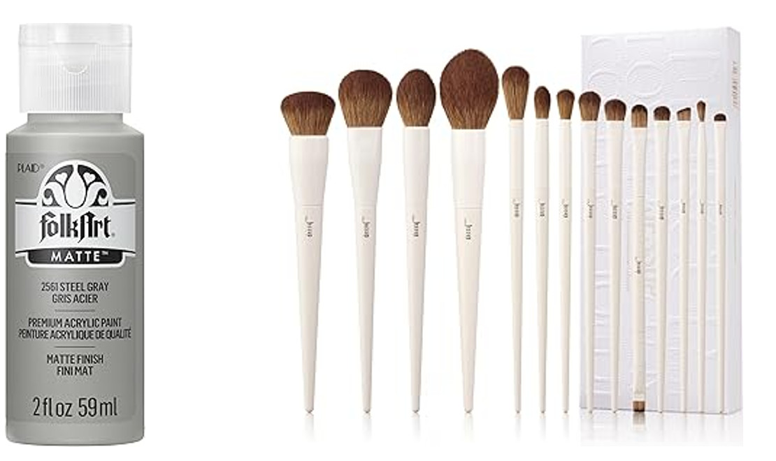 Matte Steel Gray and makeup brushes